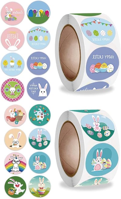 Allecto - Decoratieve Paasstickers - Zelfklevende Stickers voor Cadeaus - Perfect voor Knutselprojecten - 2 Rollen - Creatief en Leuk - Voor elke F..