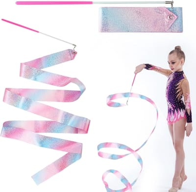 Set van 2 Rhythmic Dance Bands voor Kinderen - Roze Gymnastiek en Dans Training, Duurzaam Nylon, Geschikt voor Diverse Sporten en Activiteiten