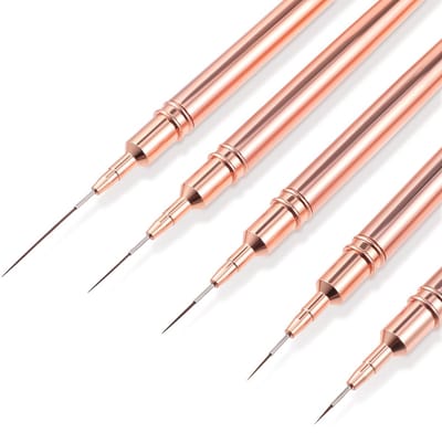 NTH products- Nagelkwasten 5 Stuks - Nagelliner/Fineliner - Detail/Manicure - Goud - 17 cm Lengte - Geschikt voor Nail Art - Nailartpenselen