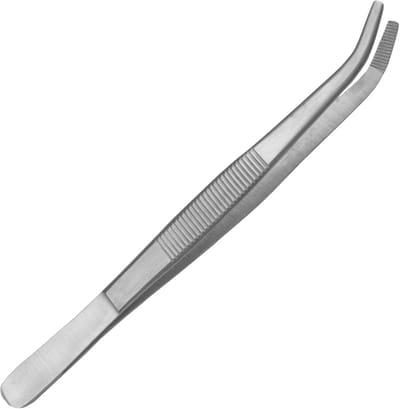Technische gebogen pincet 14 cm voor modelbouw en industrie - roestvrij staal