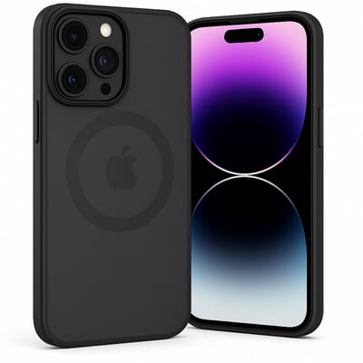 SnapSkin Hoesje geschikt voor iPhone 14 Pro - Geschikt voor MagSafe Case - Semi-Transparant Zwart