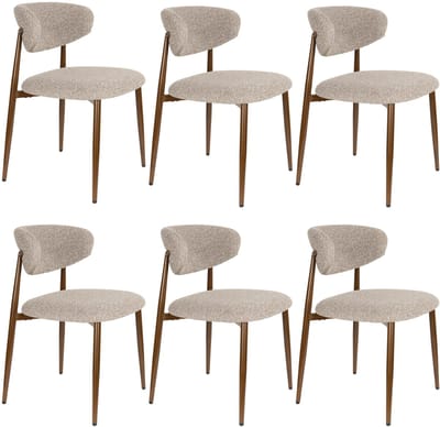 Housecraft Living Noor Eetkamerstoelen Bruin - Set van 6