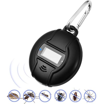 Répulsif antiparasitaire ultrasonique Portable, répulsif anti-moustiques d'extérieur à énergie solaire et USB pour cafard, noir