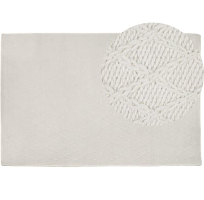 ERZIN - Laagpolig vloerkleed - Gebroken wit - 160 x 230 cm - Wol