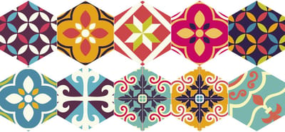 Antislip vloerstickers met beschermlaag - TOMETTES SOL AGNES - 60x135cm - 10 zeshoekige stickers 30x26cm