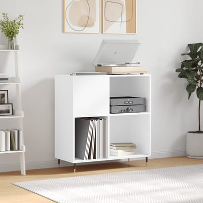 vidaXL - Platenkast - 84,5x38x89 - cm - bewerkt - hout - wit