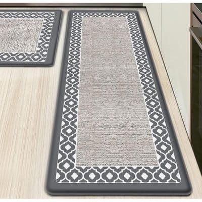 Keukenvloermat Verdikt PVC Anti-vermoeidheid Dubbel Frame Mat Waterdicht, Oliebestendig en Antislip Leer 44*70*1CM gray