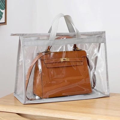 Vochtbestendige Stofdichte Kledingkast Kast Hangende Opbergzak Transparante Diversen Schoenen Kledingkast Kast Portemonnee Organizer Handtas S 10.5x23x32cm grijs