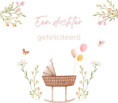 Een dochter – Gefeliciteerd – Dubbele wenskaart 13x13 cm – Stevig 300 grams wit papier – Inclusief kraftkleurige envelop – FSC