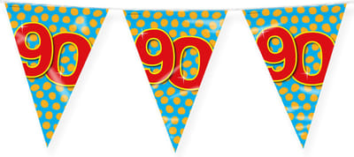 Paperdreams Slinger - Verjaardag 90 jaar thema Vlaggetjes - feestversiering - 10m - dubbelzijdig