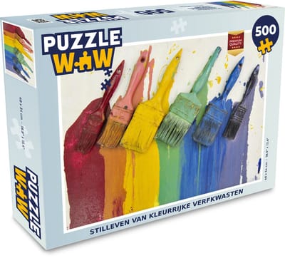 Puzzel Stilleven - Regenboog - Verf - Legpuzzel - Puzzel 500 stukjes