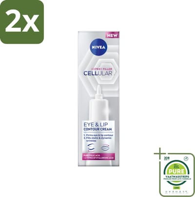 NIVEA - Oogcrème - CELLular Expert Filler Anti-Veroudering - Voor ouder wordende huid - Met Hyaluronzuur & Puur Foliumzuur - 15 ml - Voordeelverpakking - 2 stuks - NIVEA oogcreme - Anti-rimpel crème