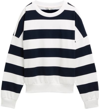 Tom Tailor Denim - Sweatshirt met losse pasvorm - Maat XXL - navy white block stripe