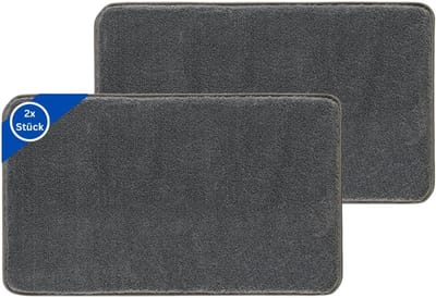 Famanu – Badkamertapijt - antislip - wasbaar - hoogwaardige badmat en badmat - combineerbaar als set - tapijt - badkamer - antraciet - 2 stuks - 60 x 120 cm