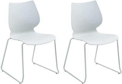 CLP Houma Set van 2 Eetkamerstoelen - Stapelstoel - Metaal - Kunststof/wit
