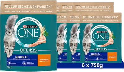 PURINA ONE BIFENSIS SENIOR 7+ droogvoer voor katten, rijk aan kip (6 x 750g)