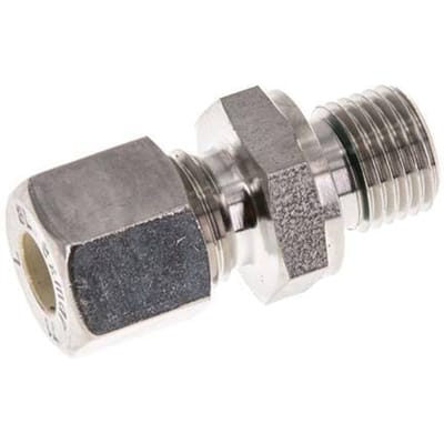 G 1/4'' Buitendraad x 8L RVS Rechte Knelfitting met FKM Afdichting 315 Bar DIN 2353 - FL2S-MO-STFP-014G-08-L
