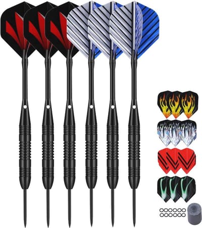 Set van 6/12 Stalen Dartpijlen met Aluminium Schacht en Accessoires - 23 Gram Darts voor Elke Speler