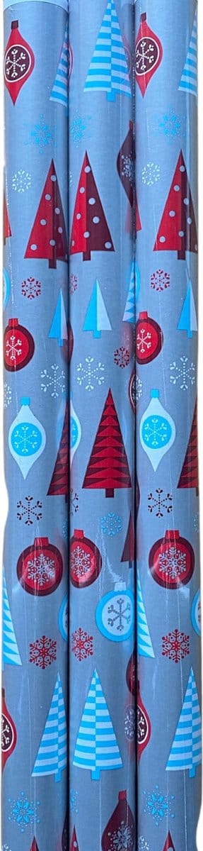 FESTIVE GIFTS Inpakpapier - Cadeaupapier - 200 x 70cm - 3 rollen - Kerst - Luxe Cadeauverpakking - Kleurrijk