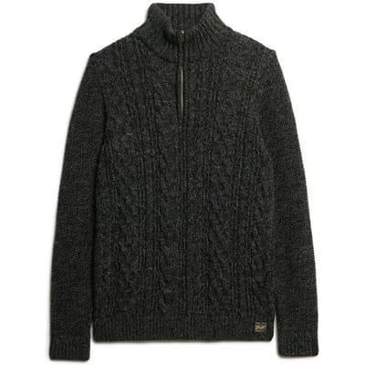 Superdry Half Zip Trui Jacob Cable Zwart - Maat L - Heren - Schipperstrui