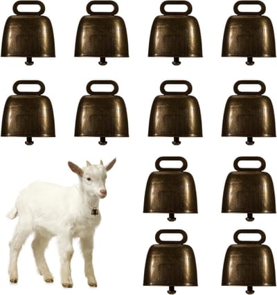 Allecto - Mini-koeienbel - Dierenbelletjes - Vintage ijzeren bel - Metalen bel voor huisdieren - Ideaal voor boerderijgebruik - Geschikt voor runde...