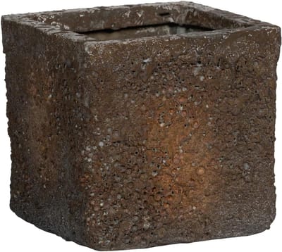 SnelShoppen - Pottery Pots Bloempot Fleur S, Imperiaal Bruin - Handgemaakt, UV- en Vorstbestendig, 16x16x16 cm voor Binnen en Buiten, Tuin, Keuken, Fe