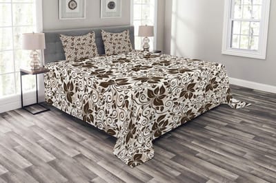 ABAKUHAUS Sprei-Set 220x220 cm – donkerbruin/wit, 2 kussenslopen