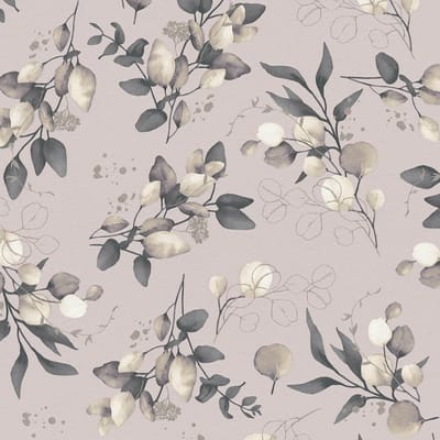 Landelijk behang Profhome 397684-GU vliesbehang glad met bloemmotief en metalen accenten beige zwart crèmewit goud 5,33 m2