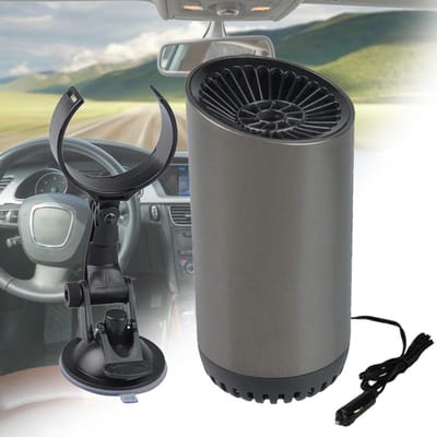 12V Auto Cilinderkachel Auto Voorruit Snel Ontdooier Ontwasemer Energiebesparend Geluidsarm Auto Kachelventilator Sigarettenaansteker zwart