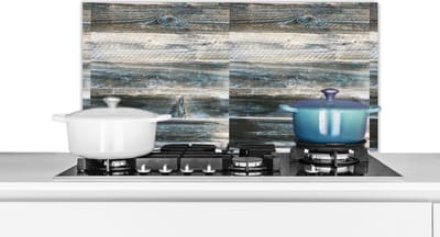 Spatscherm keuken 90x45 cm - Kookplaat achterwand Vintage - Patroon - Hout - Muurbeschermer - Spatwand fornuis - Hoogwaardig aluminium