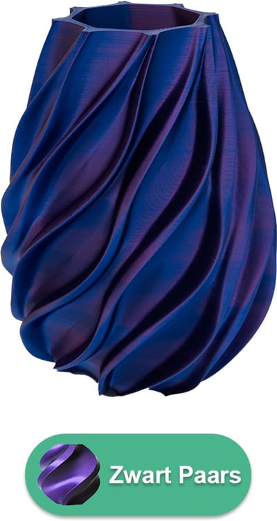Oliva organische vaas – Decoratieve vaas - Zwart / Paars - 3d geprinte vaas – geschikt voor droogbloemen - 20CM