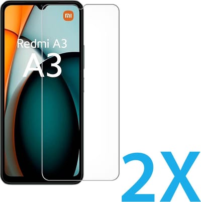 Glasplaatje Geschikt voor: Xiaomi Redmi A3 - 2x Screenprotector - screen protector - glas - bescherm - beschermglas