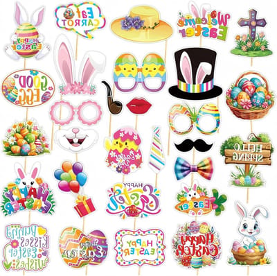 30 Stuks Pasen Fotobooth Props, Konijn, Eieren, Papieren Brilpatronen voor Lente Fotografie en Feestdecoratie