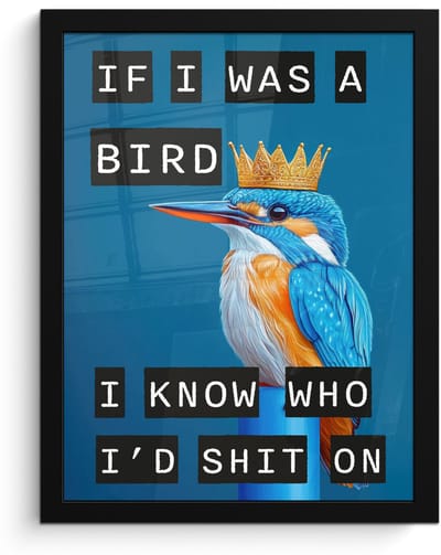 Poster in lijst - Fotolijst 30x40 cm - Posters - Vogel - Decoratie - Ijsvogel - Blauw - Posterlijst zwart - Decoratie - Wanddecoratie woonkamer - Muurdecoratie slaapkamer