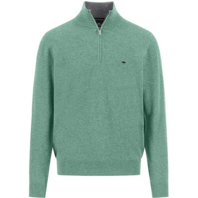 Fynch-Hatton Trui Troyer Zip Merino Cashmere Fern / male