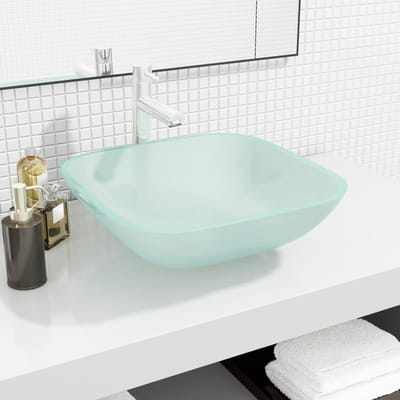 vidaXL - Wasbak - 42x42x14 - cm - glas - mat
