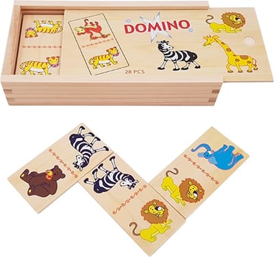 Houten domino jungle dieren - 28 pcs - Playwood
