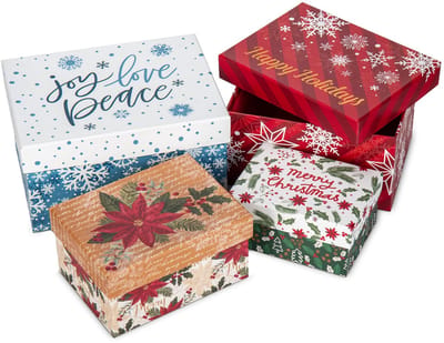 Dailygoods - Oairse Set van 4 geschenkdoosjes met deksel, ronde geschenkdoos, karton, kartonnen dozen, opbergdozen, geschenkdoos, sieradendoos, geschenkdoos, verjaardagscadeau, moederdagcadeau