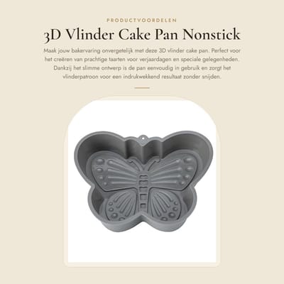 Dailygoods- Cakevorm 3D Vlinder - Nonstick Siliconen - BPA-vrij - Taartpan - Bakvorm - Veilig materiaal - Eenvoudig los te maken - Taartvorm