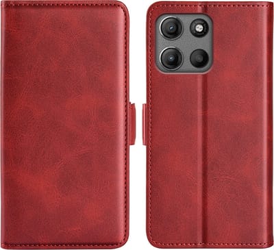 MobyDefend Hoesje - Geschikt voor Motorola Moto G15 / G15 Power / G17 / G17 Power - Luxe Wallet Book Case (Sluiting Zijkant) - Rood