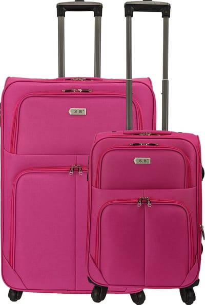 SB Travelbags 2 delig bagage stoffen kofferset 4 wielen trolley - Roze - 75cm/55cm