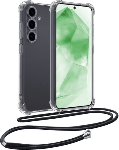 Hoesje Geschikt voor Samsung Galaxy A55 - Met Koord - Shock Proof - Siliconen Case - Back Cover - Telefoonkoord - Telefoon Hoes Shockproof - Telefoonketting - Transparant