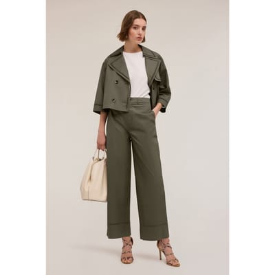 Motivi Wide Trousers With Openwork Detail Green Size: 32 | Formal pants Outlet | Dames | Groen