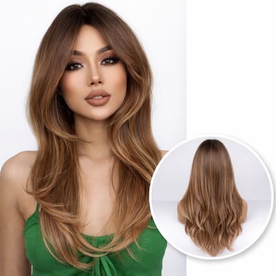SassyGoods Bruine Pruik - Pruiken Dames Lang Haar - Verstelbaar - Wasbaar - Licht Bruin - 60 cm
