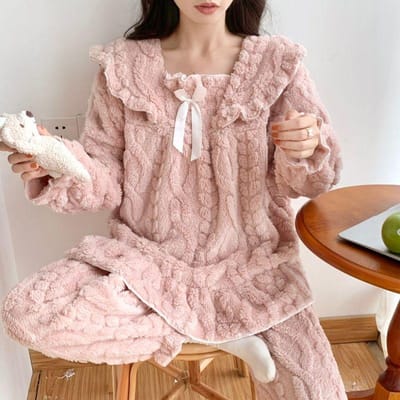 Winter Plus Size Jacquard Koraal Pyjama Set Dames Teddy Stijl Dames Warme Pyjama Meisjes Mollige Lange Pyjama 4XL
