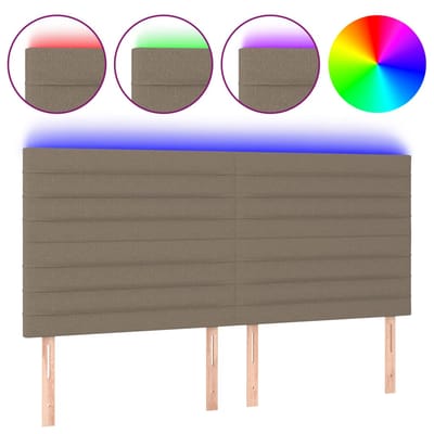 vidaXL - Hoofdbord - LED - 160x5x118/128 - cm - stof - taupe