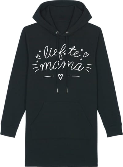 Moederdag cadeau - Hoodie Jurk Voor Dames - Cadeau voor De Liefste Mama - Gevoerde capuchon met Kangoeroezak/Buidelzak 300 gram - Super zachte stof - Verstevigingsband - Verkrijgbaar in maten van XS t/m XL - Diverse kleuren: Grijs, Zwart, Paars/roze