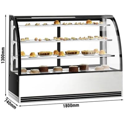 GGM Gastro Kühl- & Kuchenvitrine - 1800mm - Doppelverglasung - mit 3 Ablagen Zilver / Zwart