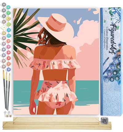 Figured'Art Schilderen op Nummer Volwassenen canvas Zomerschoonheid- Handwerk acrylverf Kit DIY Compleet - 40x50cm met DIY houten lijst