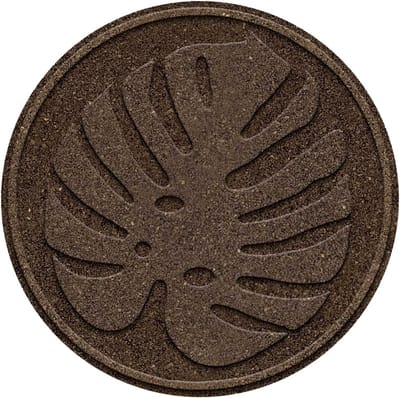 4x Ronde Tuinpad Tegels met Tropisch Bladpatroon – Antislip en Gemaakt van Gerecycled Rubber